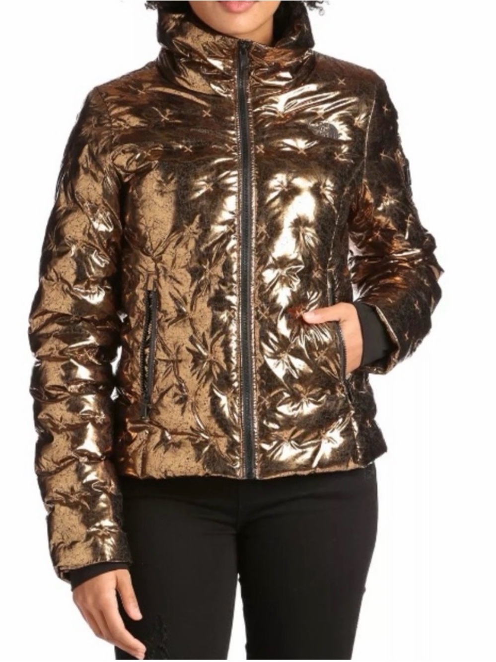The North Face Holladown Jacket Women's XL Metallic Bronze Insulated Puffer Coat